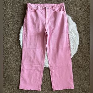 Old Navy Jeans Sky Hi Wide Leg Extra High Rise Bright Pink Womens Size 16
